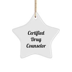 Funny Quotes for Drug Counselor, Certified Drug Counselor Gift, Star Ornament for Christmas Unique Gifts from Friends, 'Certified to Help' Motivational Quote - Image 1