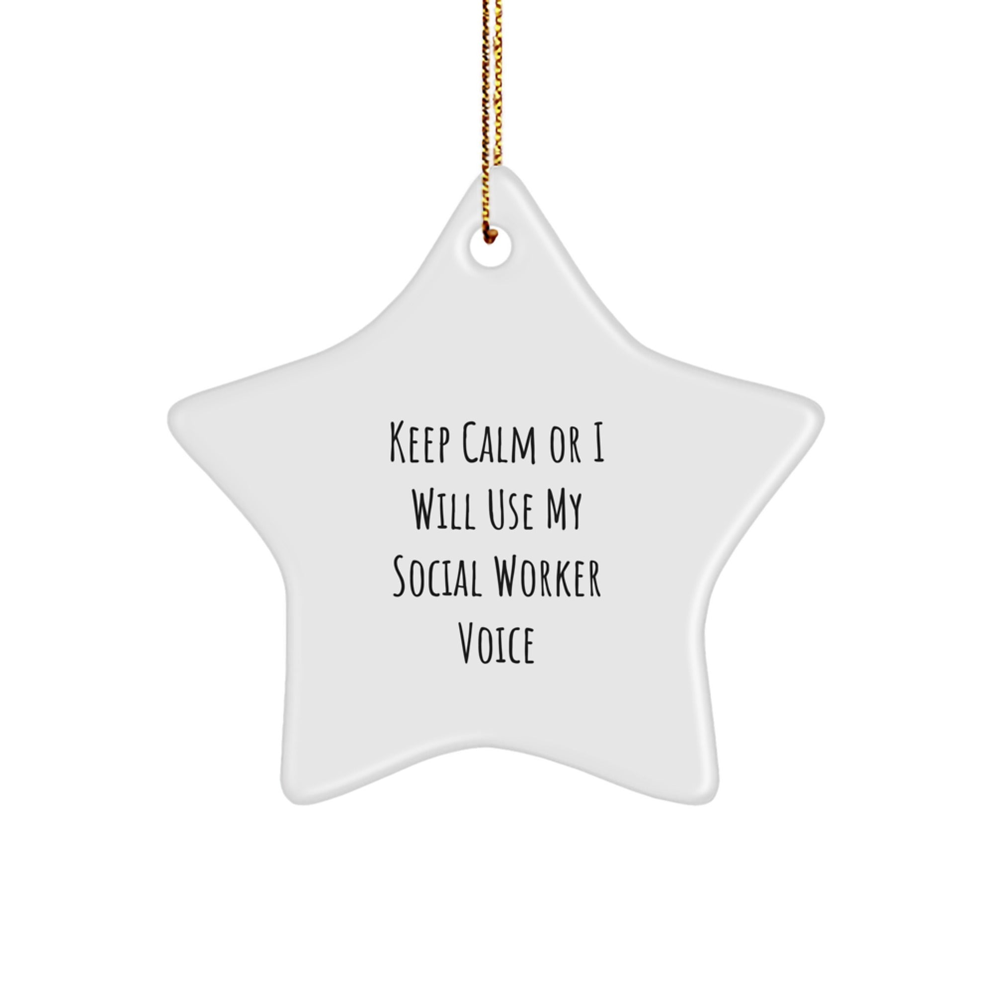 Unique Social Worker Christmas Unique Gifts from Friends for Social Worker - Funny Keep 'Calming' Social Worker Voice Star Ornament - Image 1