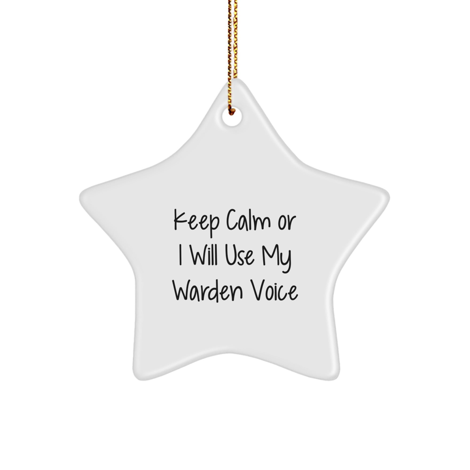 Funny Warden Star Ornament Gifts from Men, Women, Friends, Coworkers, Family to Warden, Men, Women, Friends, Coworkers, Family - Keep Calm Or I Will Use My Warden Voice Christmas Unique Gifts - Image 1