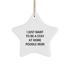 Funny Poodle Dog Gifts for Mom Poodle Christmas Star Ornament with Gold Cord - Image 1