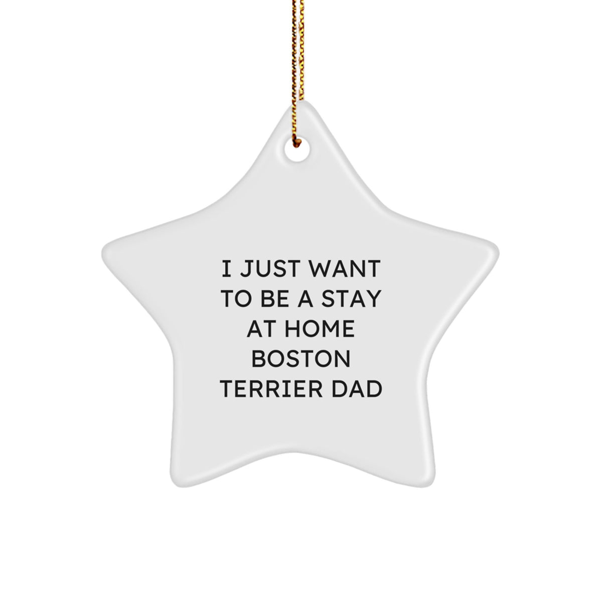 Boston Terrier Dad's Star Ornament Gift for Men from Family - 'I Just Want To Be A Stay At Home Boston Terrier Dad' Christmas Decor - Image 1