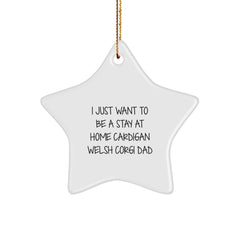 Funny Cardigan Welsh Corgi Dog Gifts - Star Ornament for I Just Want To Be A Stay At Home Dad - Gifts from Men for Cardigan Welsh Corgi Dog Lovers at Christmas - Image 1