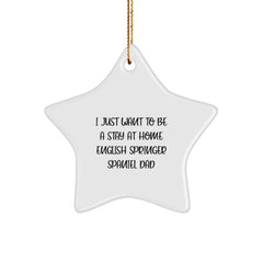 English Springer Spaniel Dog Star Ornament Gifts for Dad Men - Funny I Just Want To Be A Stay At Home Dad - Image 1