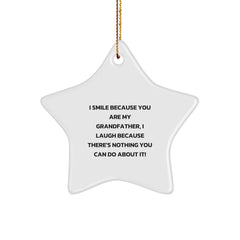 Grandfather Star Ornament, Funny Grandfather Gifts for Him, Christmas Unique Star Shaped Decorations from Family - Image 1