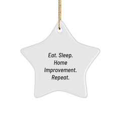 Fun Home Improvement Gifts for Friends from Eat. Sleep. Home Improvement. Repeat. - White Star Ornament for Christmas - Image 1