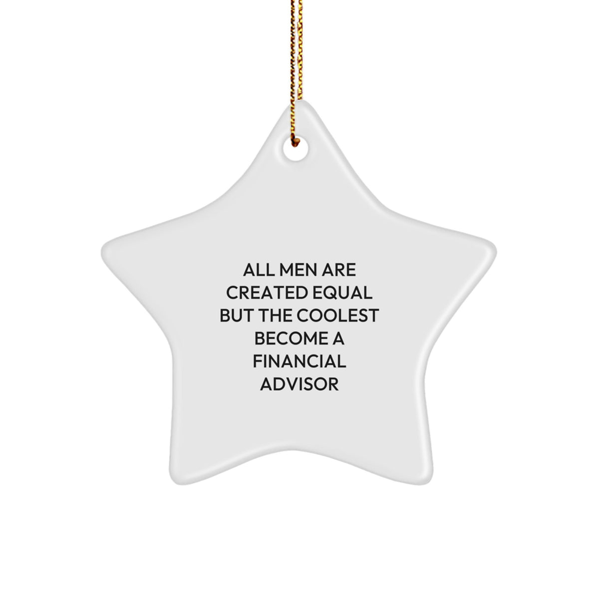 Funny Financial Advisor Gifts from Friends for Men Star Ornament with Christmas Unique Ideas, All Men Are Created Equal But The Coolest Become A Financial Advisor Star Decoration - Image 1