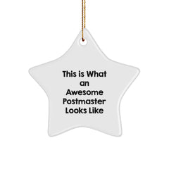 Funny Postmaster Gifts for Men or Women - 'This Is What An Awesome Postmaster Looks Like' Star Ornament, Gifts from Family, Friends, or Coworkers, Christmas Unique Presents - Image 1