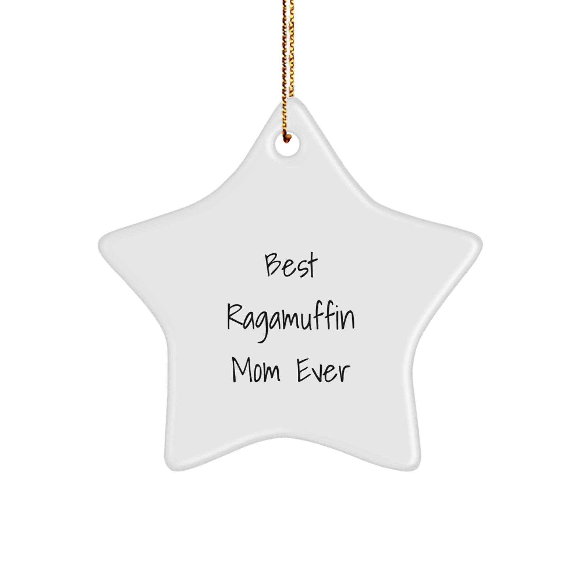 Ragamuffin Cat Lover Gifts from Best Mom Ever, Funny Star Ornament, White, for Christmas - Image 1