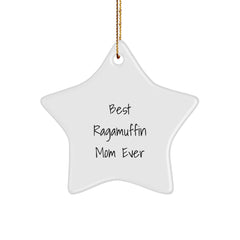 Ragamuffin Cat Lover Gifts from Best Mom Ever, Funny Star Ornament, White, for Christmas - Image 1