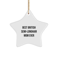 British Semi-Longhair Cat Mom Star Ornament, Funny Gifts from Friends to Family, Unique Christmas Memorable Present for Men, Women, or Coworkers - Image 1