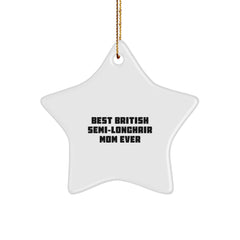 'Best British Semi-longhair Mom Ever' Star Ornament, Gifts from Family for British Semi-Longhair Cat Lovers, Christmas Unique Gifts - Image 1
