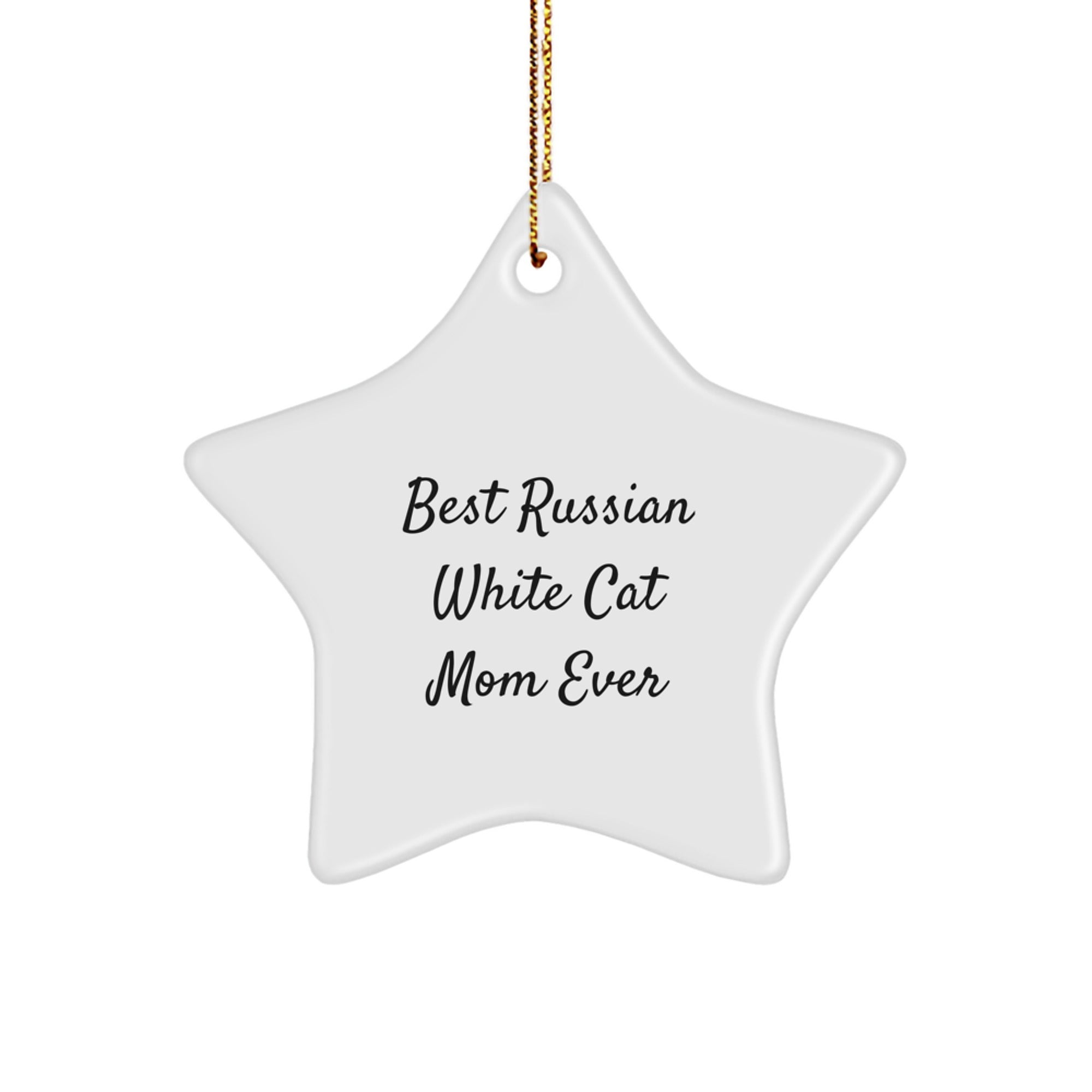 Russian White Cat Mom Gifts from Friends to Family - Best Russian White Cat Mom Ever Star Ornament for Christmas - Image 1