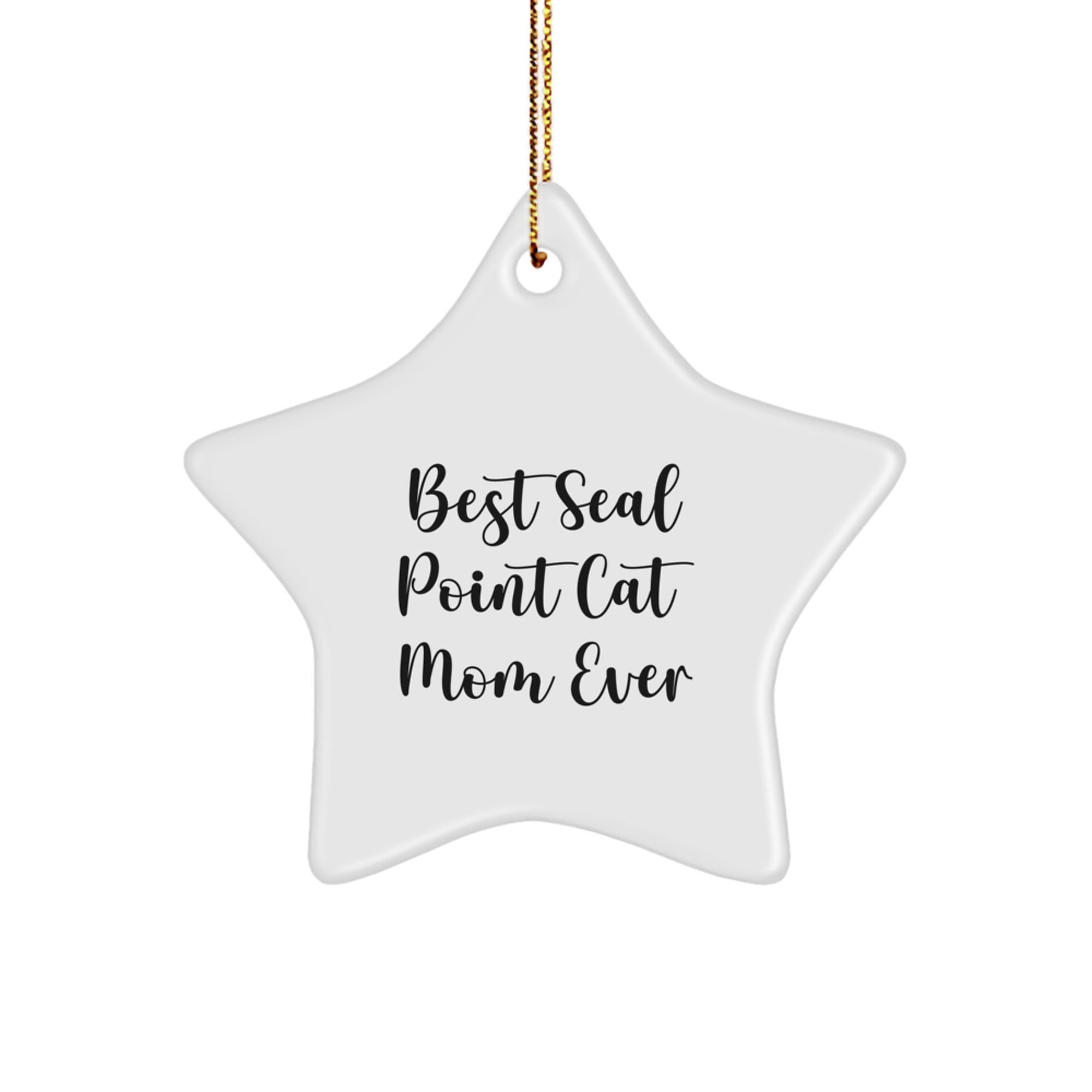 Seal Point Cat Mom Gifts from Friends for Christmas, Best Seal Point Cat Mom Ever Star Ornament, Funny Quote - Image 1