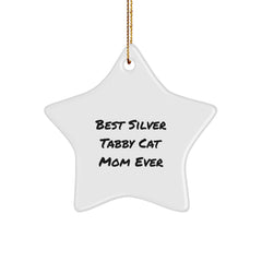 Silver Tabby Cat Mom Gifts from Family - Best Silver Tabby Cat Ever Star Ornament for Christmas - Image 1