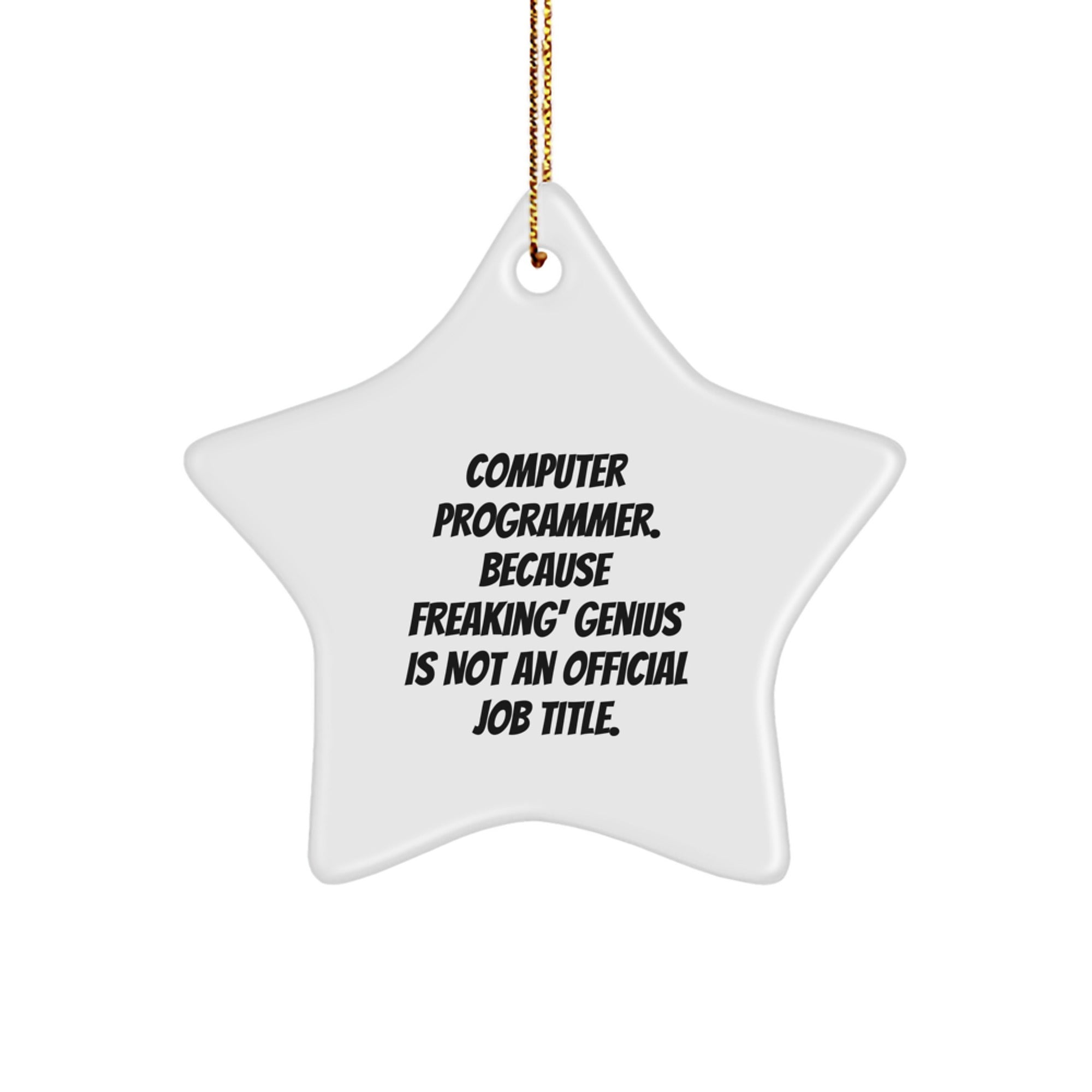 Funny Quotes for Computer Programmer Friends Christmas Star Ornament Gift from Family - Image 1