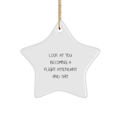 Flight Attendant Star Ornament Gifts from Friends and Family - Look At You Becoming A Flight Attendant And Shit - Funny Christmas Unique Gifts - Image 1