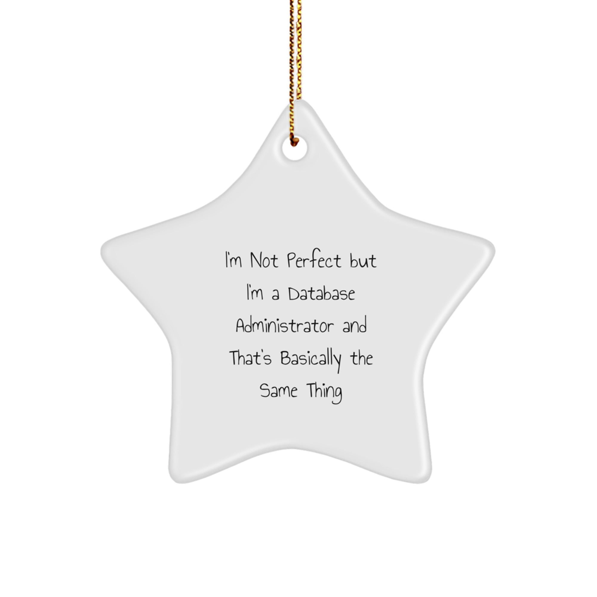 Funny Database Administrator Gifts, 'I'm Not Perfect' Star Ornament, Christmas Unique Presents for Men, Women, Friends, Coworkers, Family - Image 1