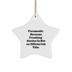 Funny Rescue Worker Gifts for Rescue Worker Lover - 'Rescue Worker. Because Freaking' genius Is Not An Official Job Title.' Star Ornament, Christmas Unique Gifts from Friends to Family - Image 1
