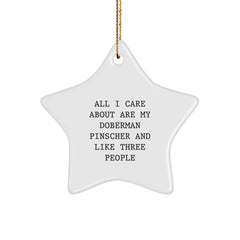 Funny Doberman Pinscher Dog Gifts, Star Ornament, All I Care About Are My Doberman Pinscher And Like Three People Christmas Unique Gifts - Image 1