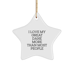 Great Dane Dog Gifts Funny Star Ornament I Love My Great Dane More Than Most People, Christmas Unique Gifts for Great Dane Owners, Gifts from Family - Image 1