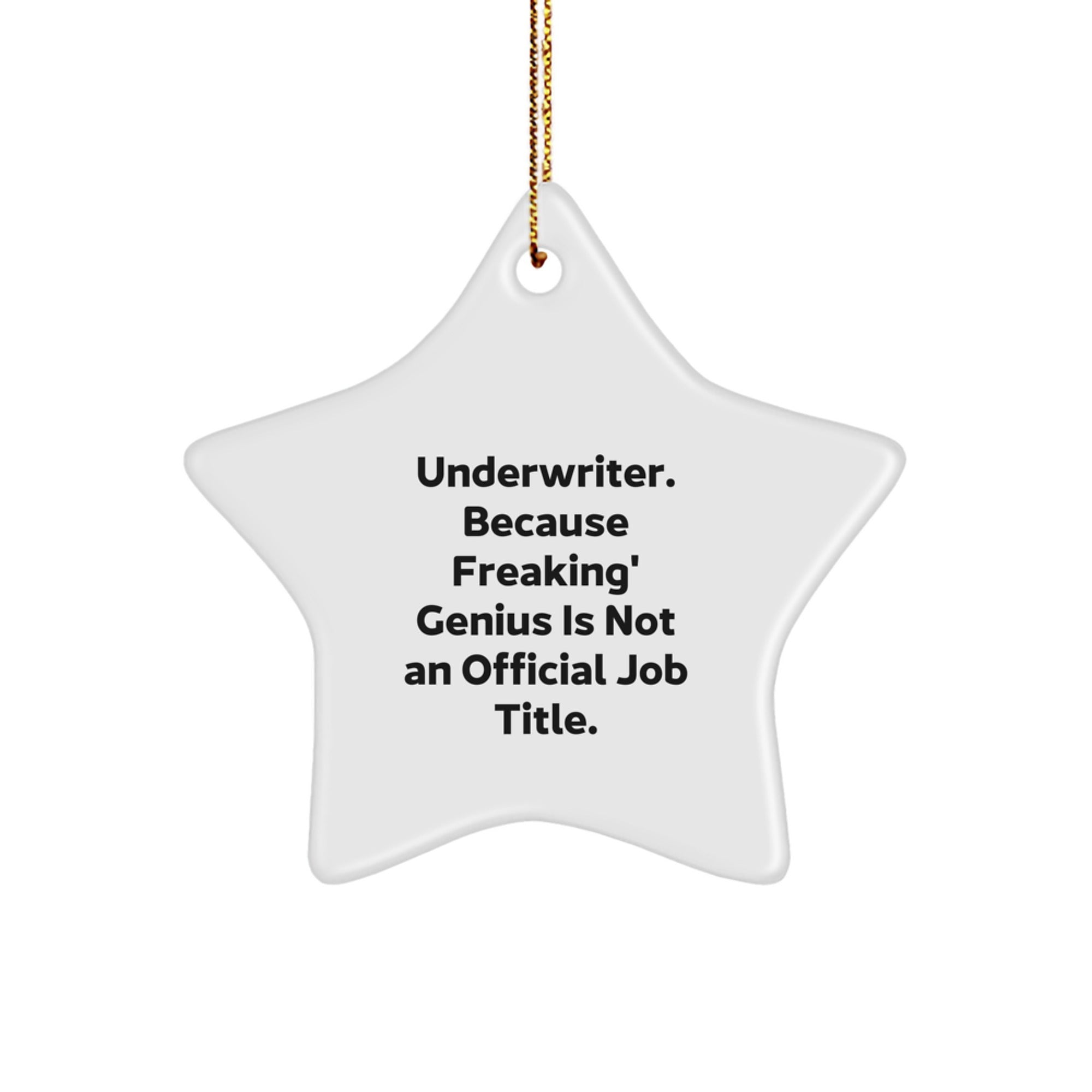 Funny Quote Star Ornament Gifts from Family to Underwriter, Underwriter Christmas Unique Gifts, Star Shaped Underwriter Ornament for Men or Women - Image 1