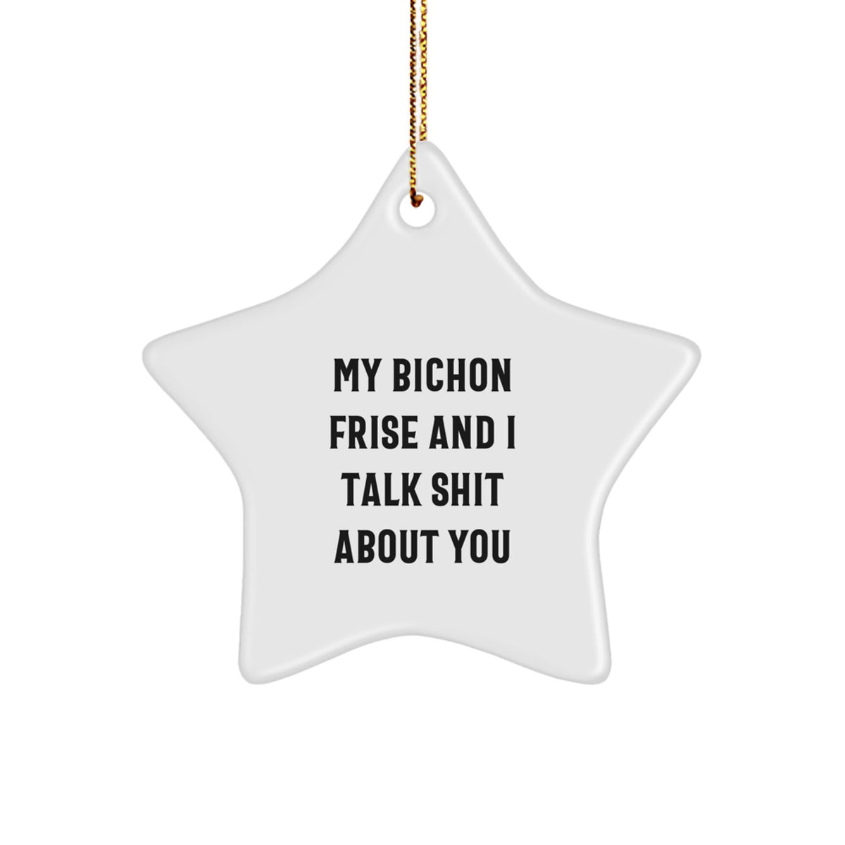 Funny Bichon Frise Dog Lover Gifts for Friends, 'My Bichon Frise And I Talk Shit About You' Star Ornament - Image 1