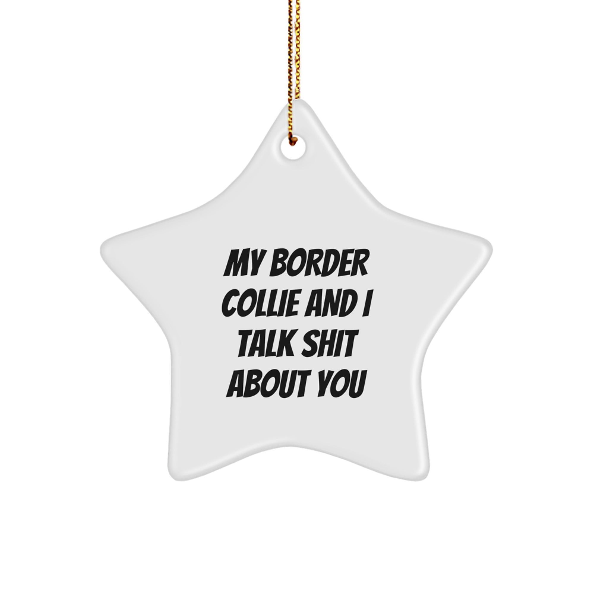 Funny Star Ornament for Border Collie Dog Lovers, Gifts from Family to Friends, Unique Christmas Decorations with 'My Border Collie And I Talk Shit About You' Quote - Image 1