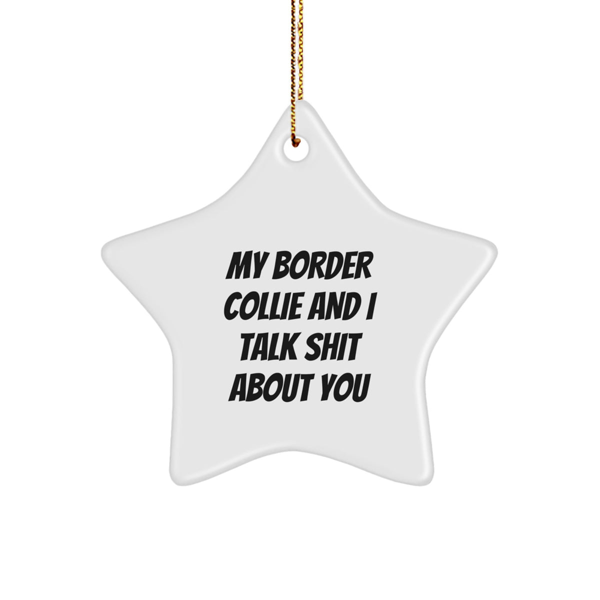 Funny Star Ornament for Border Collie Dog Lovers, Gifts from Family to Friends, Unique Christmas Decorations with 'My Border Collie And I Talk Shit About You' Quote - Image 1