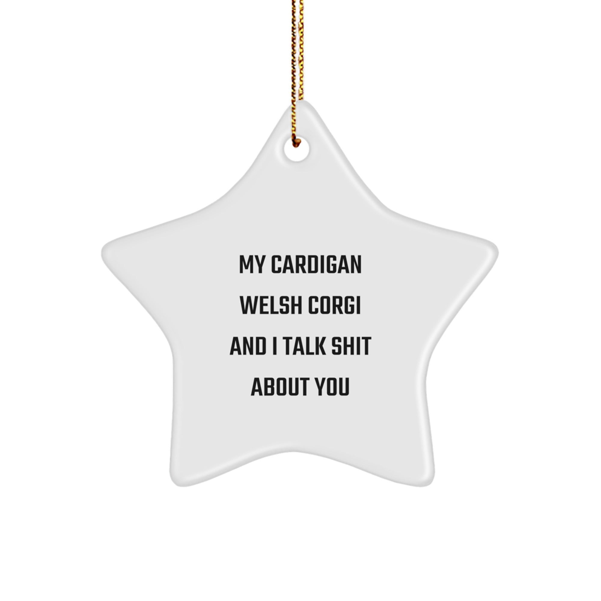 Funny Cardigan Welsh Corgi Dog Gifts for Friends - My Cardigan Welsh Corgi And I Talk Shit About You Star Ornament, White, Christmas Unique Gifts from Family - Image 1