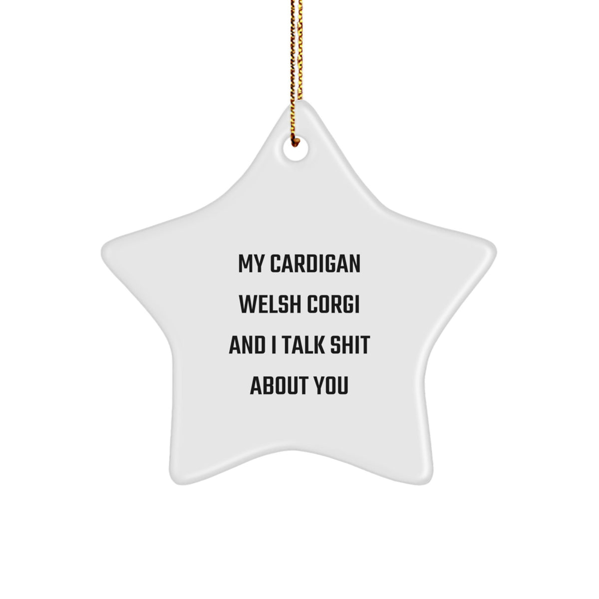 Funny Cardigan Welsh Corgi Dog Gifts for Friends - My Cardigan Welsh Corgi And I Talk Shit About You Star Ornament, White, Christmas Unique Gifts from Family - Image 1