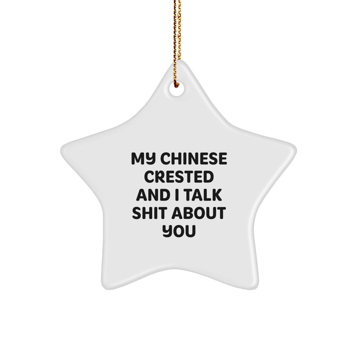 Funny Chinese Crested Dog Gifts from Men for Women Friends Family - Christmas Star Ornament, 'My Chinese Crested And I Talk Shit About You' - Image 1
