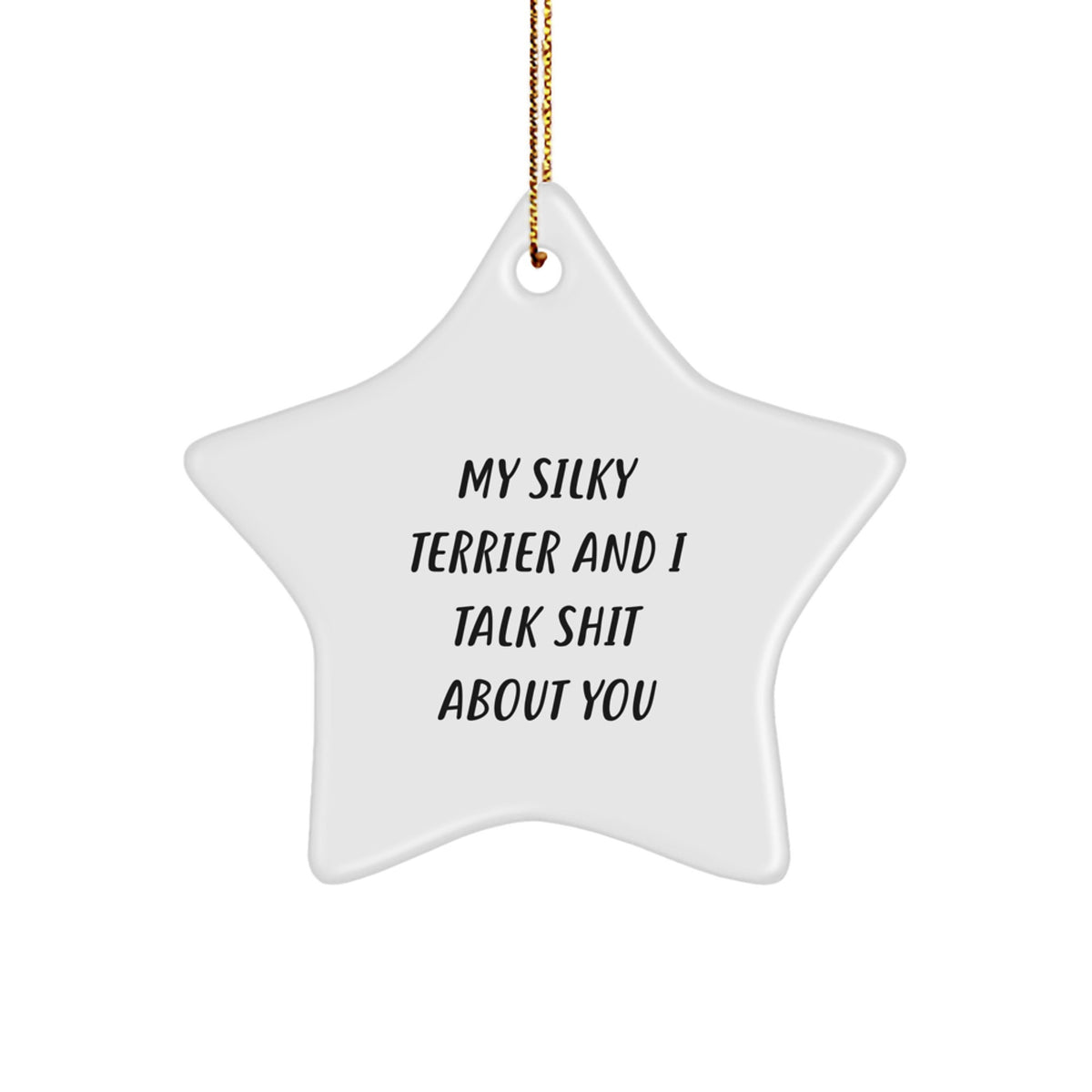 Funny Christmas Unique Gifts for Silky Terrier Dog Owners, Star Ornament, 'My Silky Terrier And I Talk Shit About You', Gifts from Friends and Family - Image 1