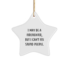 Firefighter Christmas Star Ornament Funny Gift for Men Firefighter Friends Family - Image 1