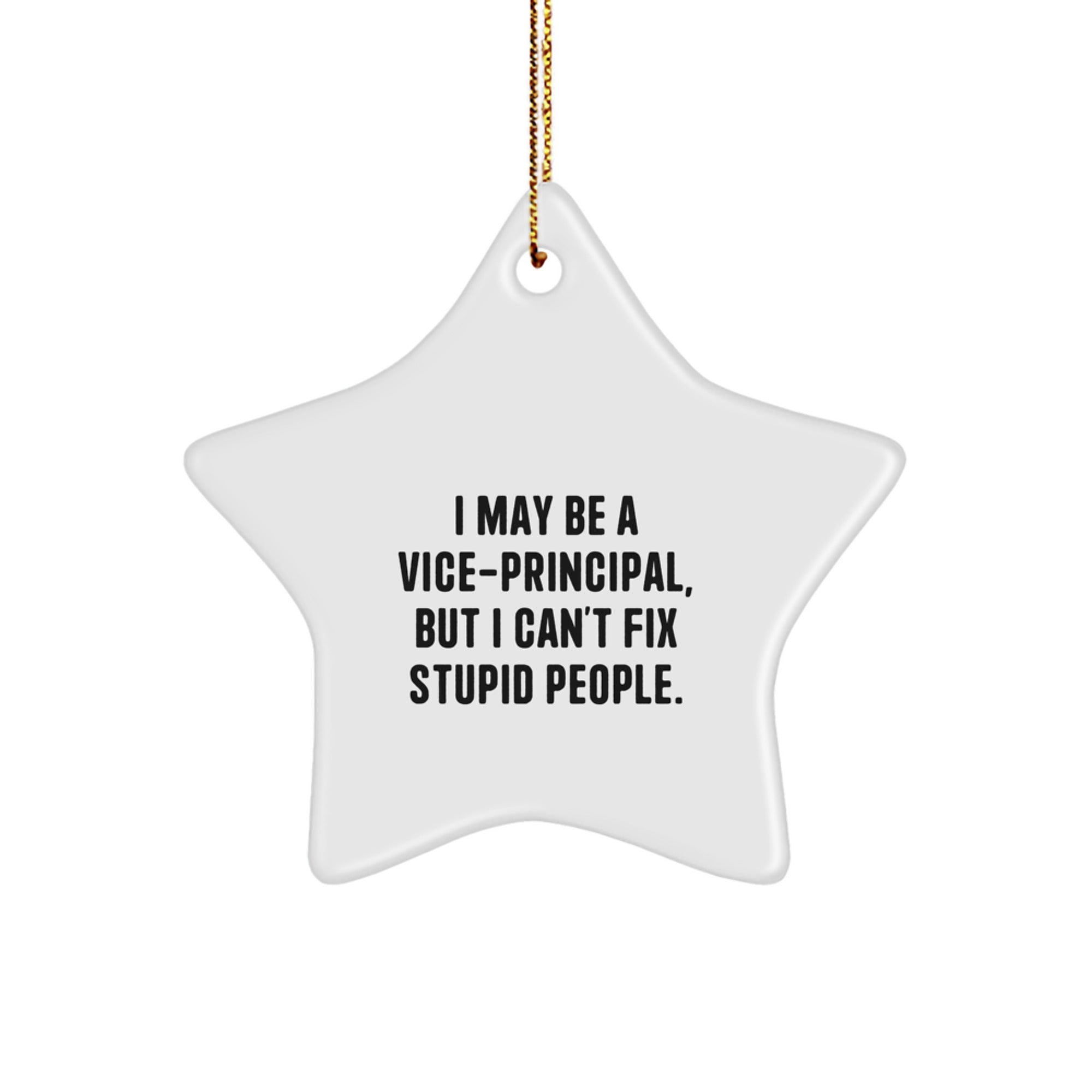 Funny Vice-principal Gifts from Friends for Christmas - I May Be A Vice-principal, But I Can't Fix Stupid People. Star Ornament - Image 1