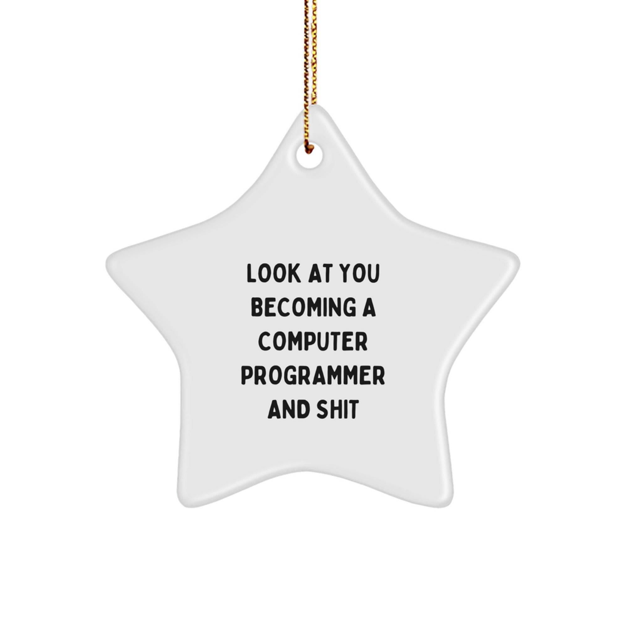 Funny 'Look At You Becoming A Computer Programmer And Shit' Christmas Unique Gifts for Computer Programmer Men Star Ornament from Friends - Image 1