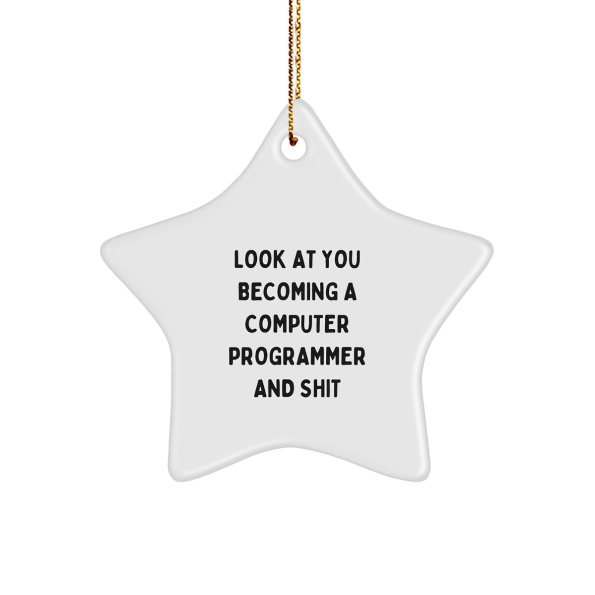 Funny 'Look At You Becoming A Computer Programmer And Shit' Christmas Unique Gifts for Computer Programmer Men Star Ornament from Friends - Image 1