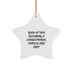 Funny Correctional Officer Gifts for Men, Star Ornament with 'Look At You Becoming A Correctional Officer And Shit', Christmas Unique Gifts from Friends - Image 1