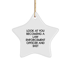 Funny Law Enforcement Officer Gifts - Gifts from Family for Law Enforcement Officer Star Ornament - Christmas Unique Gifts for Law Enforcement Officers - Image 1