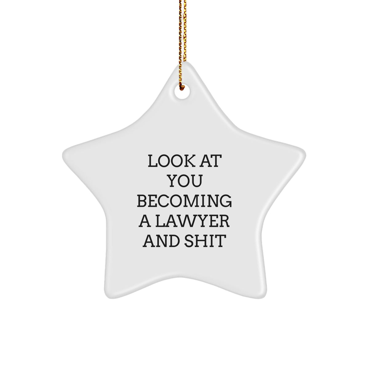 Funny Lawyer Star Ornament, Gifts from Friends to Lawyer, Lawyer Christmas Unique Ornaments, Star Shaped Lawyer Decoration, Look At You Becoming A Lawyer And Shit - Image 1
