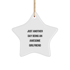 Funny Sweetheart Gifts for Christmas - 'Just Another Day Being An Awesome Sweetheart' Star Ornament from Sweetheart, Husband or Friends - Image 1