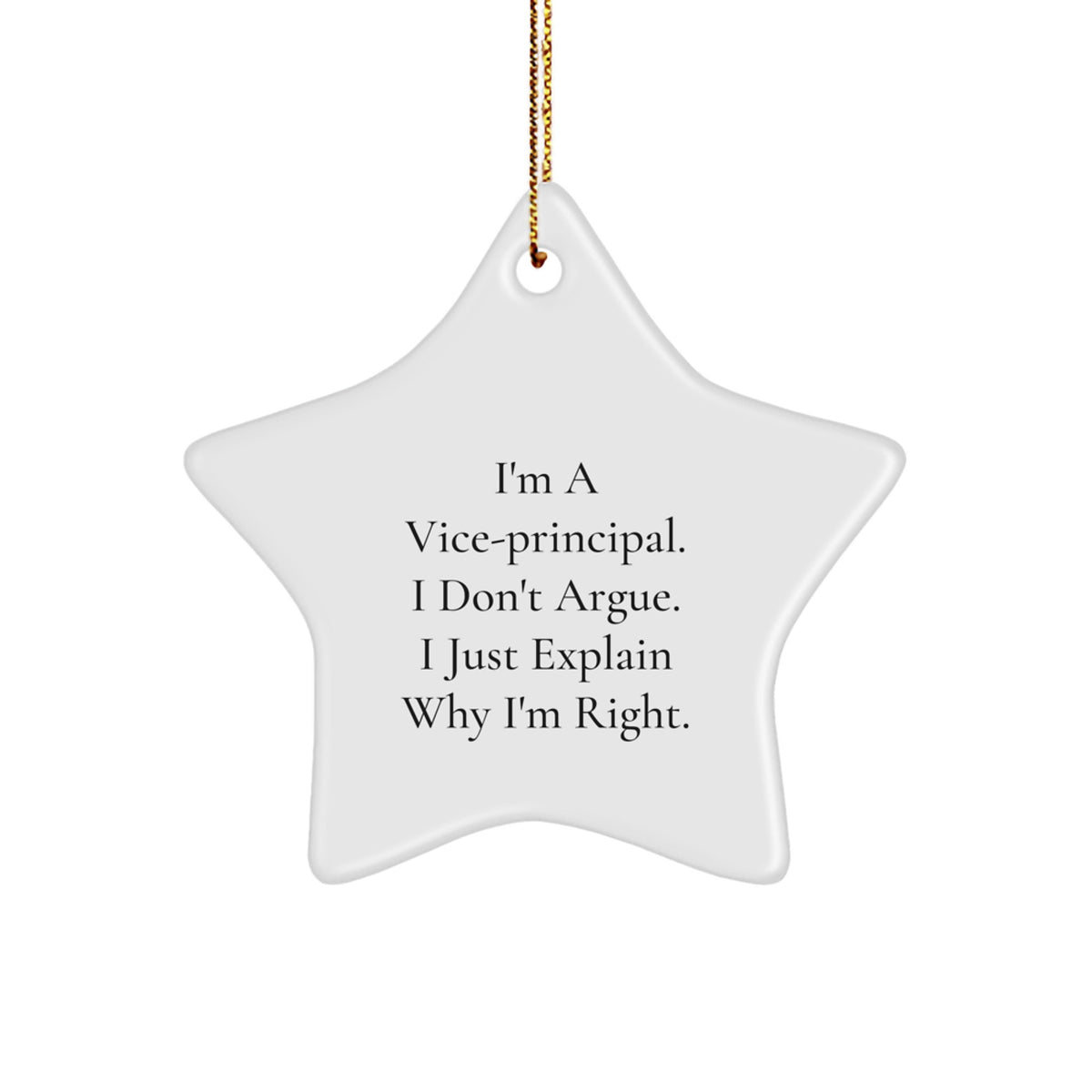 Funny Vice-principal Gifts for Christmas - Star Ornament with 'I Don't Argue. I Just Explain Why I'm Right' Quote, Gifts from Friends for Vice-principal Men - Image 1