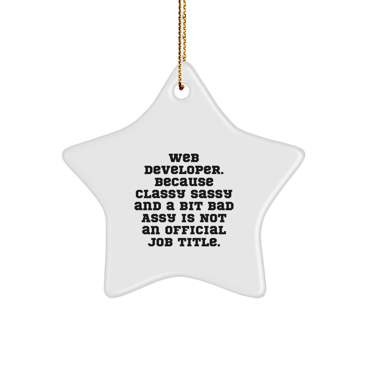 Web Developer Gifts from Friends - Funny Star Ornament for Christmas Unique Gifts for Web Developers - 'Web Developer. Because Classy Sassy And A Bit Fearlessy Is Not An Official Job Title.' - Image 1