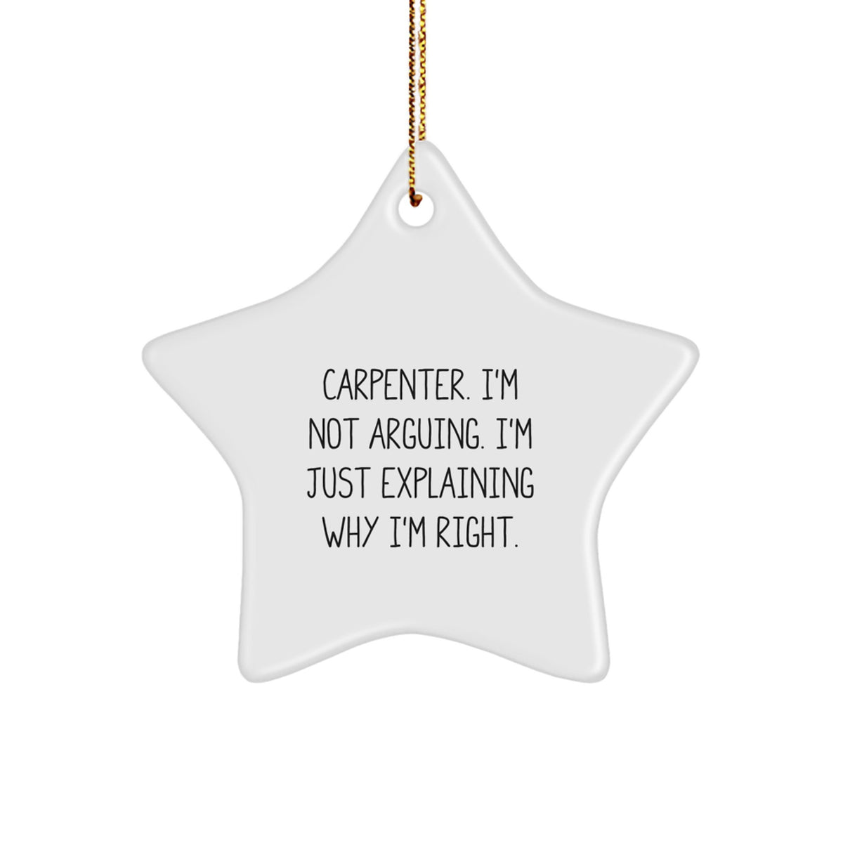 Funny Carpenter Christmas Star Ornament Gifts from Men to Friends, Funny Carpenter Gifts for Men, Carpenter Star Ornament Decoration - Image 1