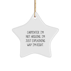 Funny Carpenter Christmas Star Ornament Gifts from Men to Friends, Funny Carpenter Gifts for Men, Carpenter Star Ornament Decoration - Image 1