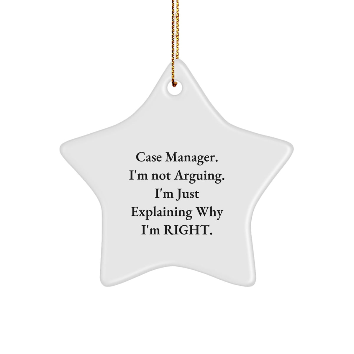 Funny Case Manager Gifts from Friends, Christmas Unique Star Ornament for Case Manager, 'I'm Not Arguing. I'm Just Explaining Why I'm Right.' - Image 1