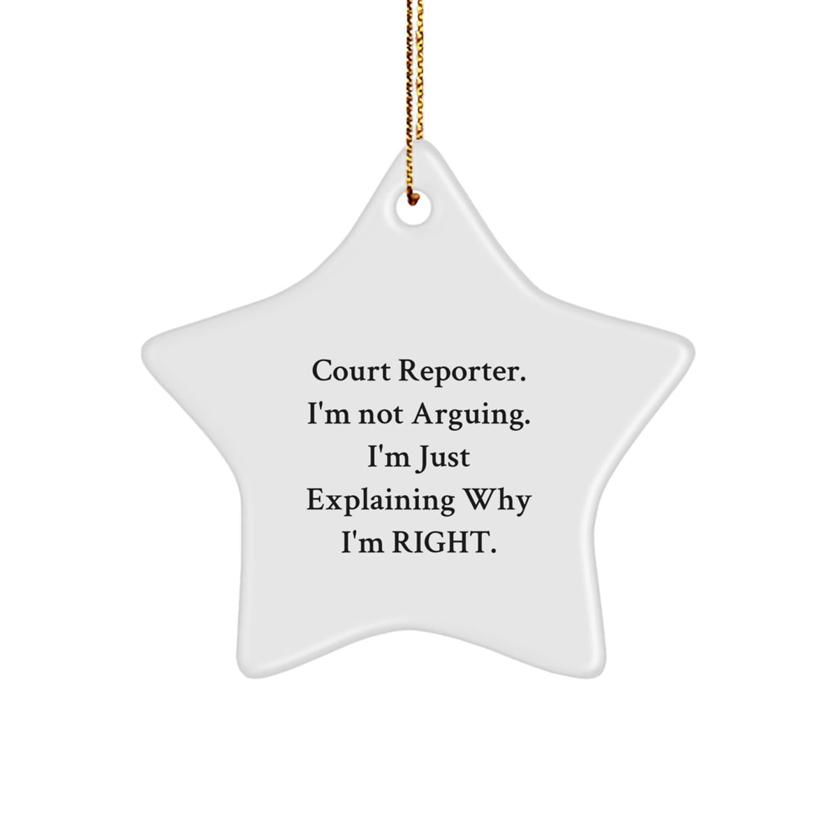 Court Reporter Humor Gifts from Friends and Family, Star Ornament, Funny Quote, Christmas Unique Gifts, Court Reporter Star Ornament - Image 1