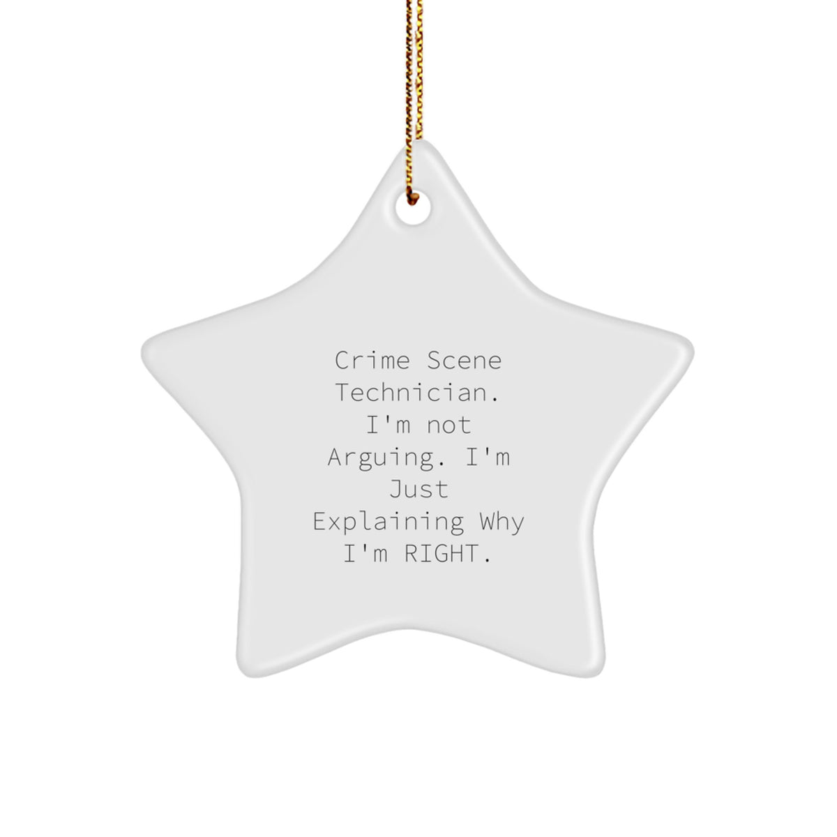 Crime Scene Technician Star Ornament, Funny Christmas Unique Gift for Men, Women, Friends, or Family, Gifts from Mom, Dad, or Coworkers - Image 1