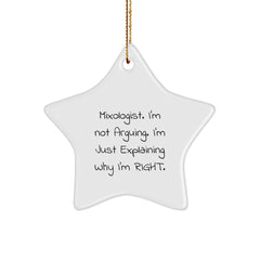 Funny Mixologist Star Ornament Gifts from Friends, Unique Christmas Unique Gifts for Him, Her, or Bar, 'I'm Not Arguing, I'm Just Explaining Why I'm Right' Star Decor - Image 1
