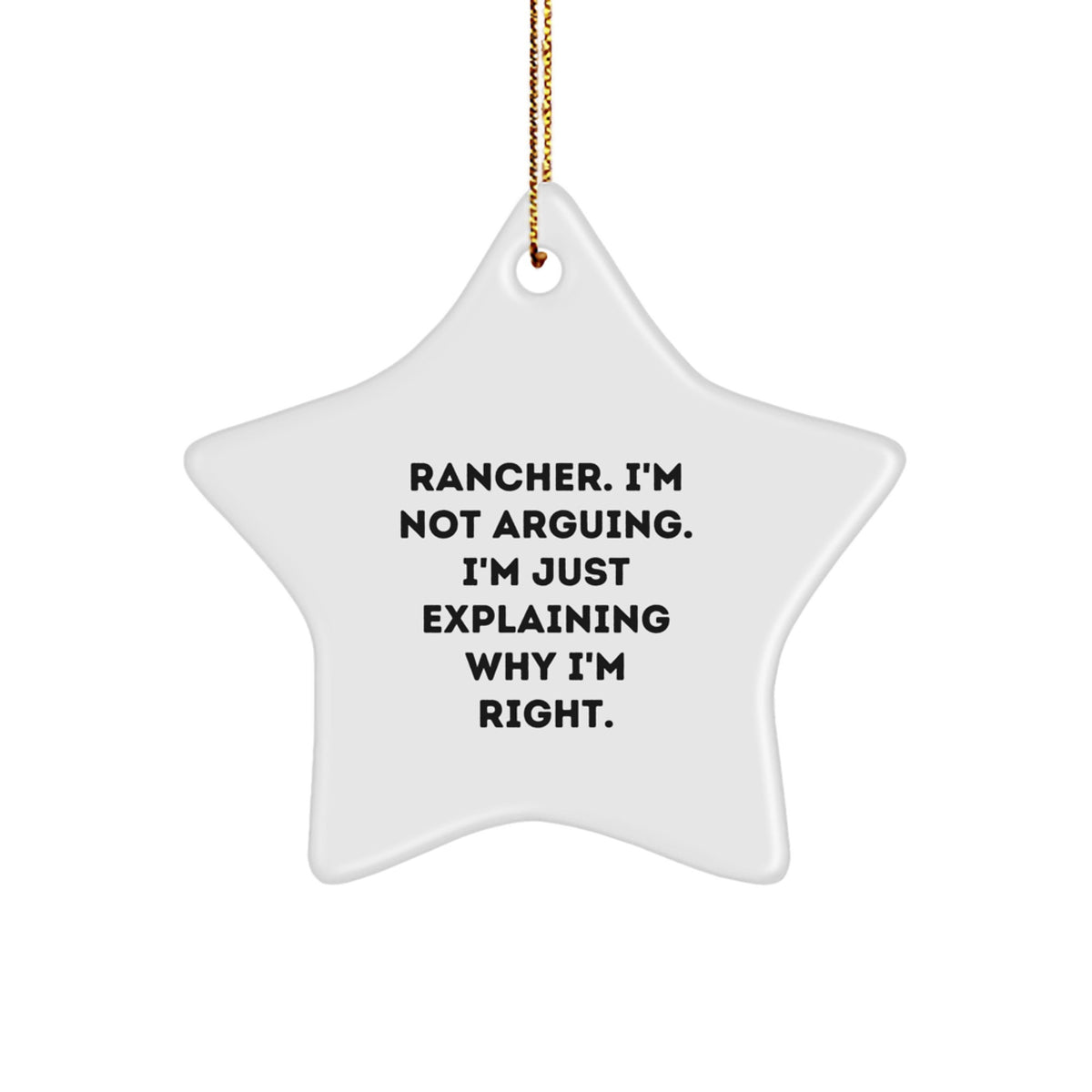 Funny Rancher Gifts from Men, Funny Christmas Unique Rancher Star Ornament, Rancher Explaining Right - Image 1