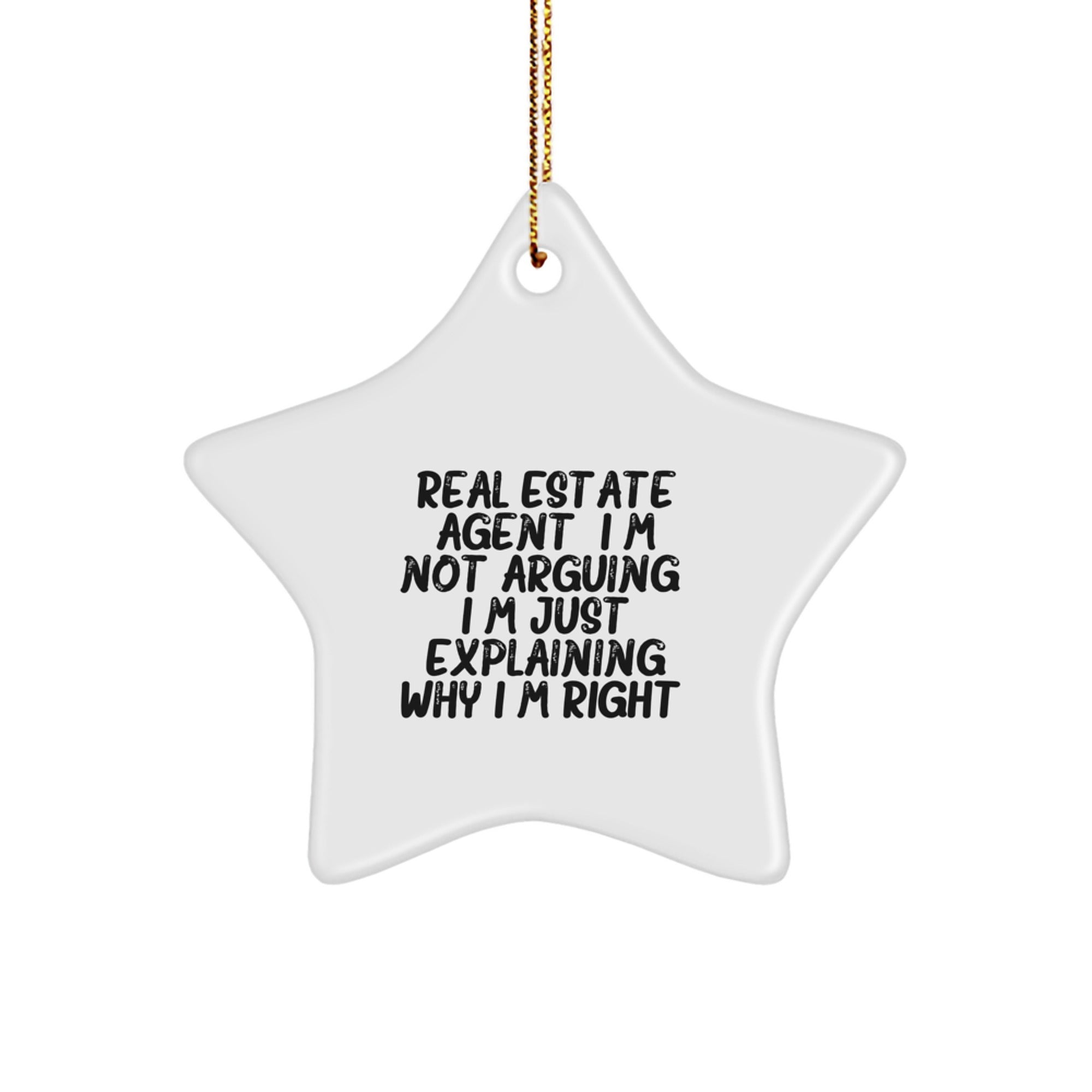 Funny Real Estate Agent Gifts for Friends Christmas Star Ornament - Gifts from Family to Coworkers - Image 1
